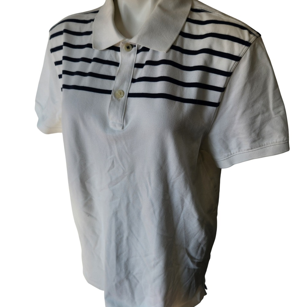 Mens White‎ Polo Banana Republic Fitted Short Sleeve Polo Cotton Large